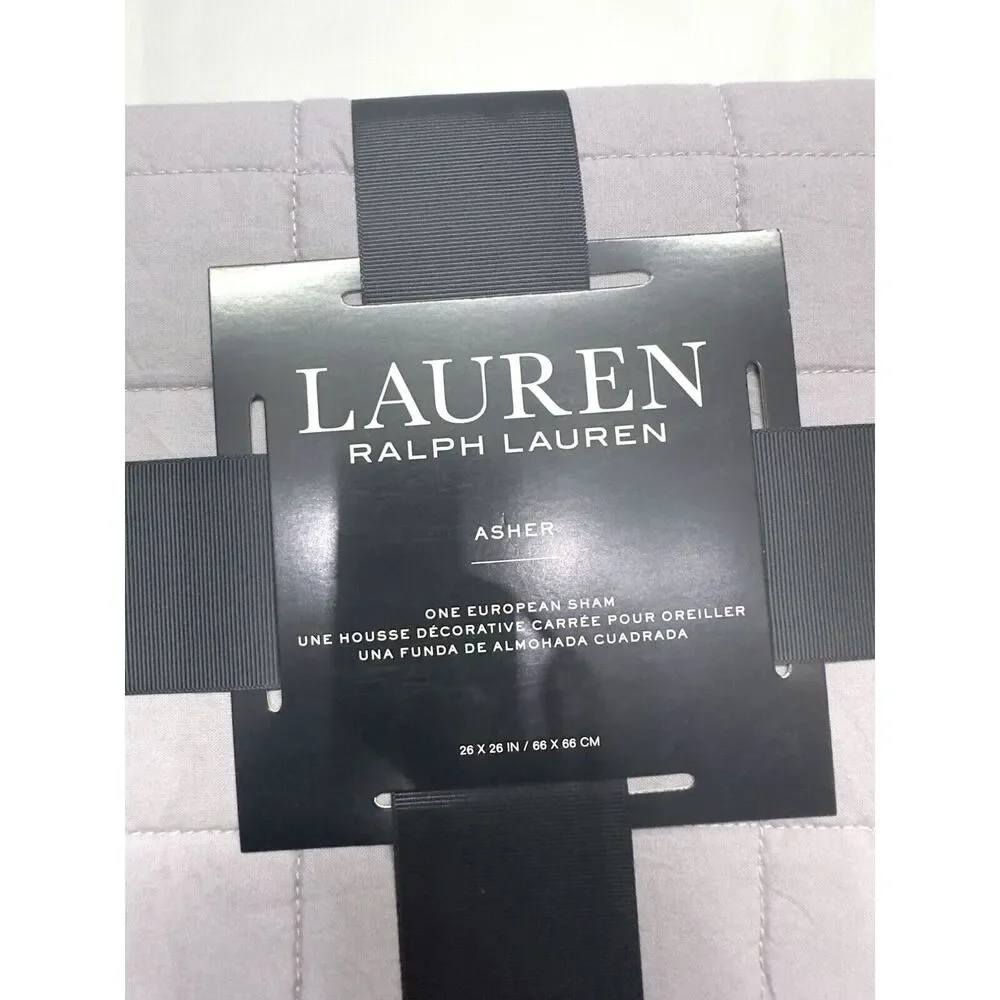Lauren Ralph Lauren European Sham ASHER gray 100% Cotton 26 X 26 in NEW